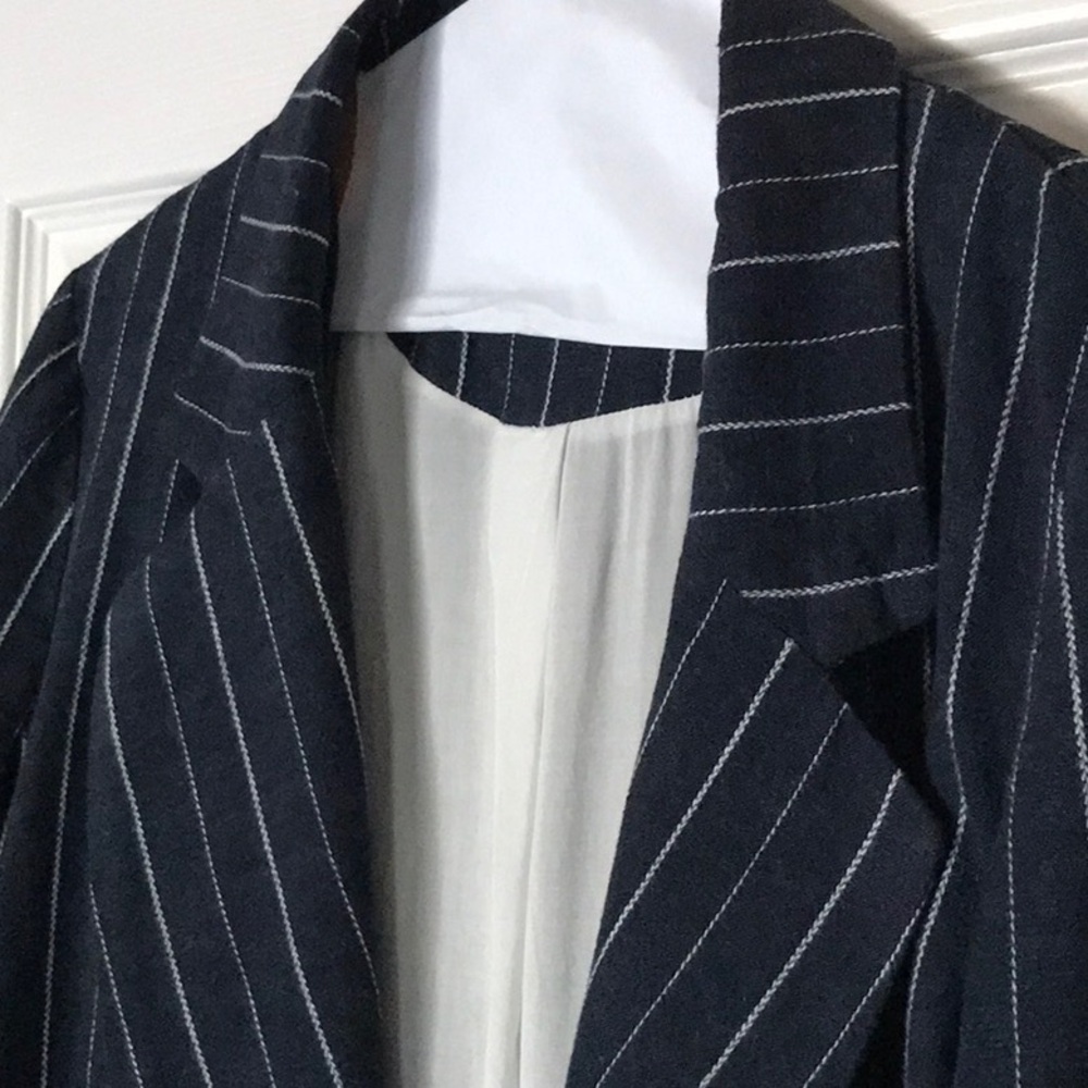 Free People Navy Pinstripe Blazer - Picture 5 of 11